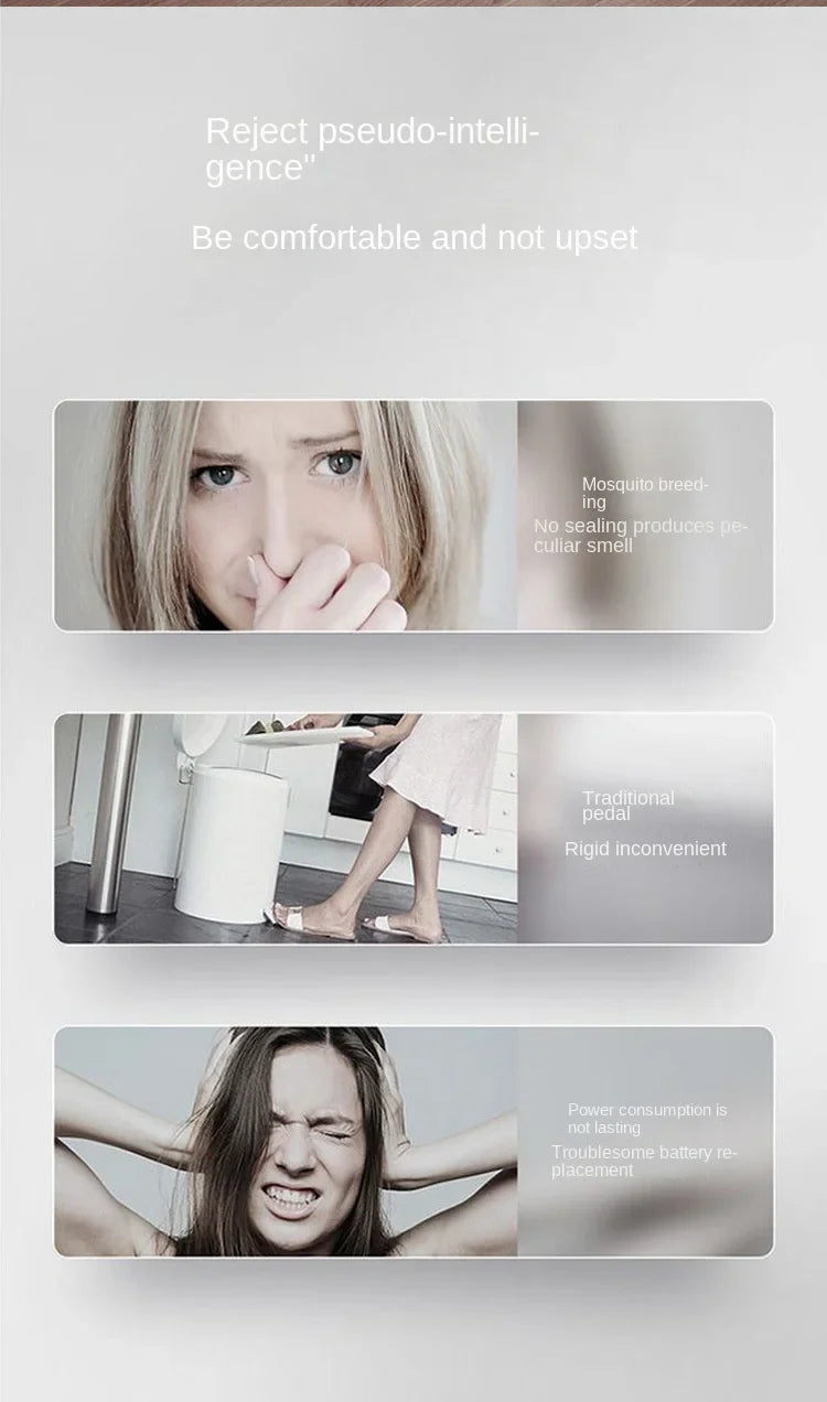 Poubelle intelligente automatique à capteur 13-17 L – Design compact et écologique en plastique ABS