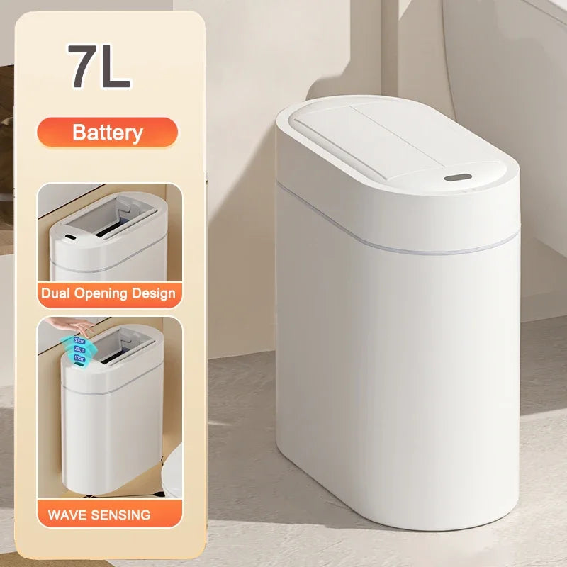 Automatic Wall-Mounted Trash Can with Sensor - 7/9 L for Compact Spaces - Practical and Hygienic Plastic Design