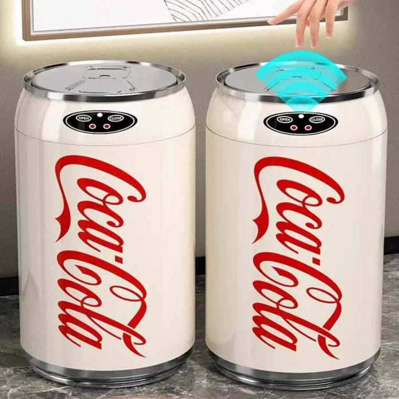 Poubelle à induction ronde automatique 24x40 cm – Ouverture sans les mains plastique argenté pour cuisine et usage intérieur