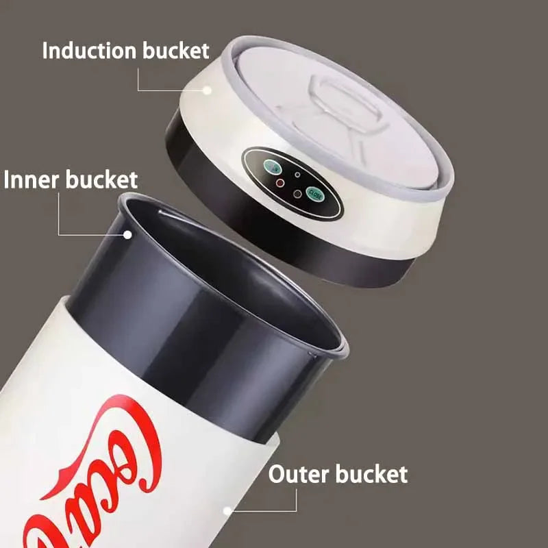 Poubelle à induction ronde automatique 24x40 cm – Ouverture sans les mains plastique argenté pour cuisine et usage intérieur