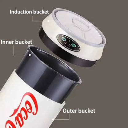 Poubelle à induction ronde automatique 24x40 cm – Ouverture sans les mains plastique argenté pour cuisine et usage intérieur