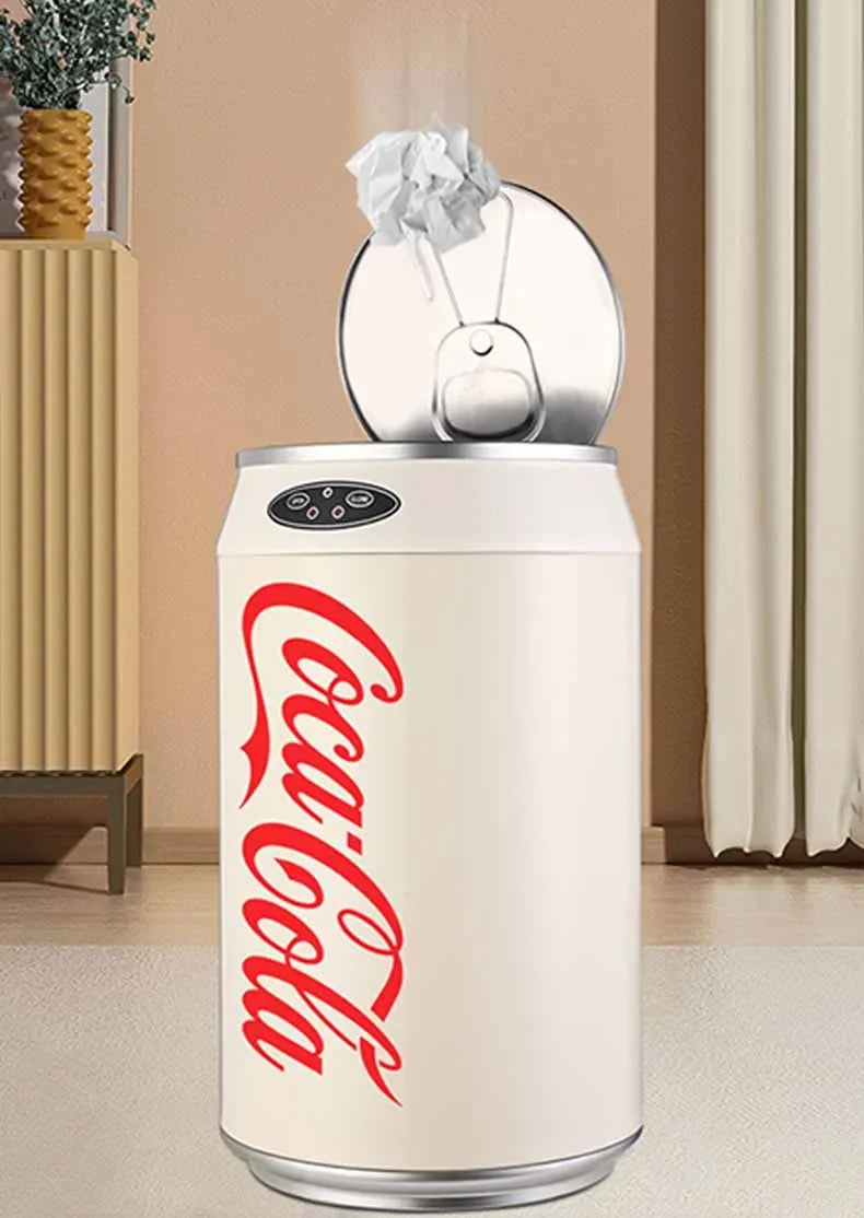 Poubelle à induction ronde automatique 24x40 cm – Ouverture sans les mains plastique argenté pour cuisine et usage intérieur