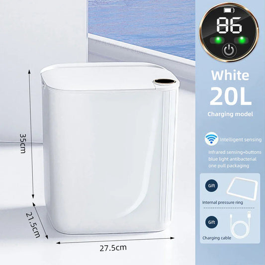 Poubelle à capteur intelligent 20L avec écran LED et recharge Type C – Solution pratique pour salle de bain et cuisine