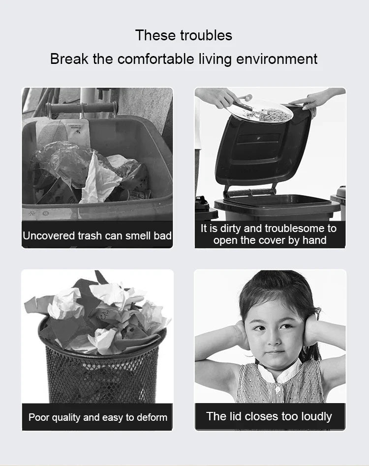 Poubelle Rectangulaire à Capteur Intelligent – Design Compact et Hygiénique pour Cuisine et Salle de Bain