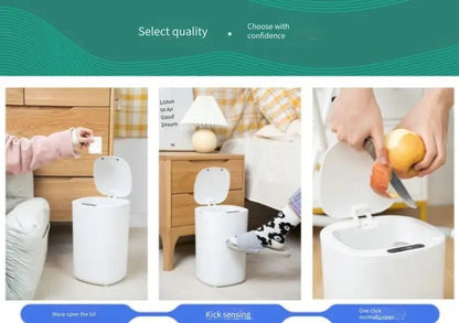Poubelle à capteur intelligent avec couvercle pliable – gestion des déchets sans les mains