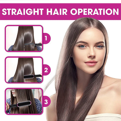 Professional Hair Straightener with Quick Heating and Multifunctional Styling Brush
