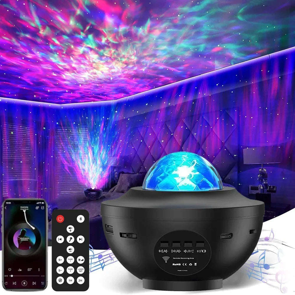 Projecteur Galaxie Étoilée Coloré avec Haut-Parleur Bluetooth – Lampe de Nuit et Veilleuse de Nuit pour Enfants