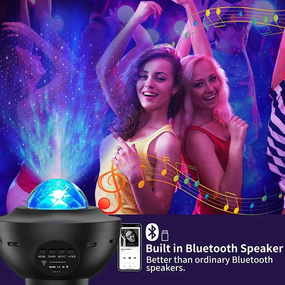 Projecteur Galaxie Étoilée Coloré avec Haut-Parleur Bluetooth – Lampe de Nuit et Veilleuse de Nuit pour Enfants