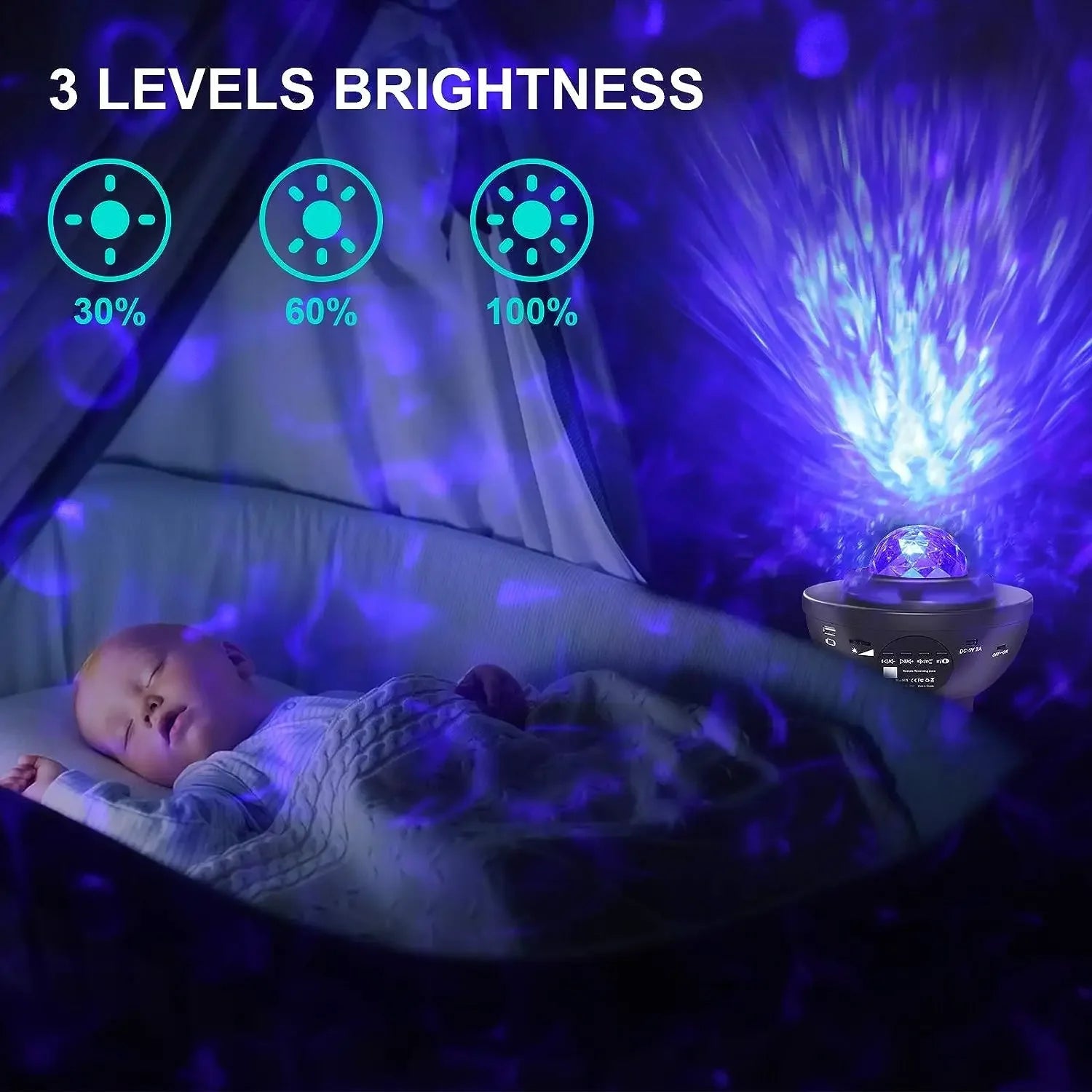 Projecteur Galaxie Étoilée Coloré avec Haut-Parleur Bluetooth – Lampe de Nuit et Veilleuse de Nuit pour Enfants