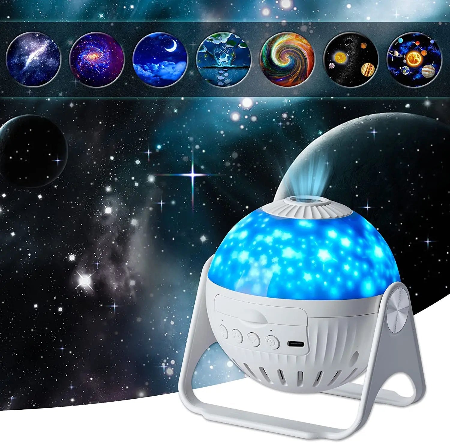 Projecteur de Nuit Galaxie HD pour Enfants avec Design Ajustable à 360°, Projection Étoilée et Films Interchangeables