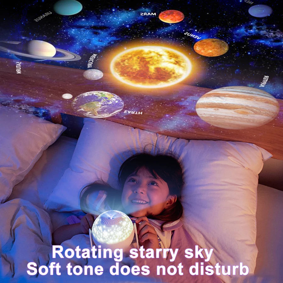 Projecteur de Nuit Galaxie HD pour Enfants avec Design Ajustable à 360°, Projection Étoilée et Films Interchangeables