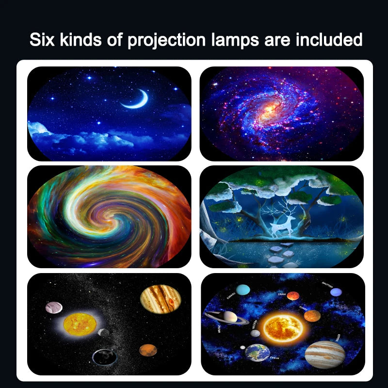 Projecteur de Nuit Galaxie HD pour Enfants avec Design Ajustable à 360°, Projection Étoilée et Films Interchangeables