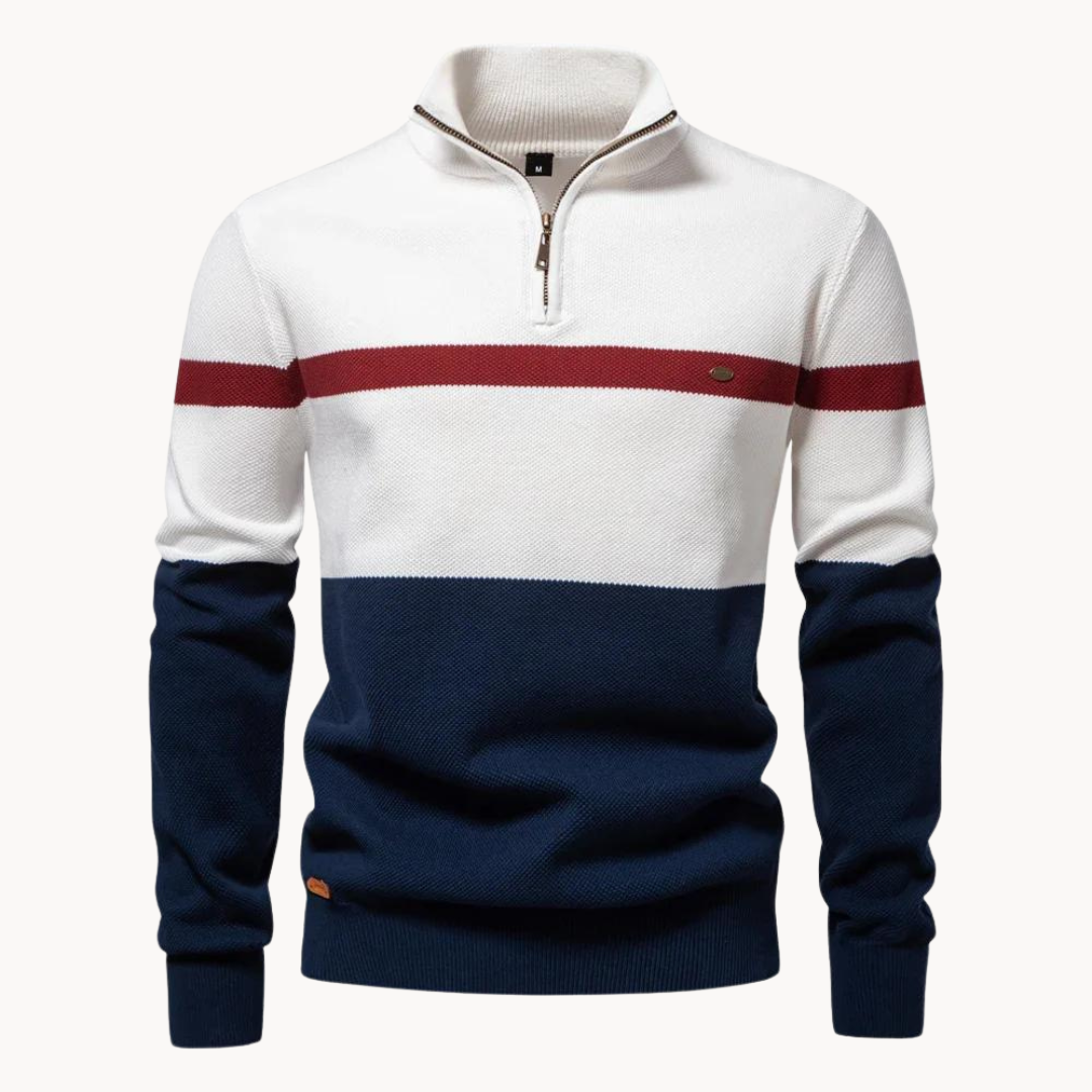 Pull Classique à Demi-Fermeture Éclair pour Hommes en Coton – Style Décontracté et Moderne