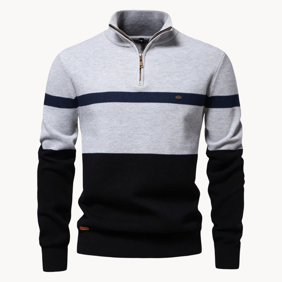 Pull Classique à Demi-Fermeture Éclair pour Hommes en Coton – Style Décontracté et Moderne