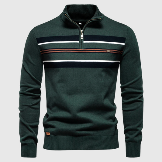 Fitted Half-Zip Sweater for Men in Breathable Knit – Ideal for Office and Outings