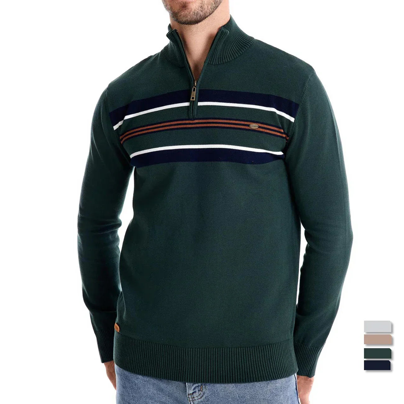 Pull Demi-Zippé Ajusté pour Homme en Tricot Respirant – Idéal pour le Bureau et les Sorties