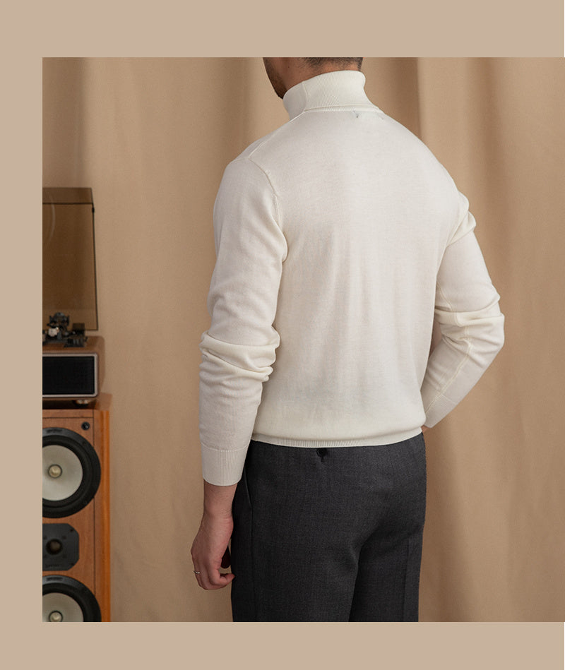 Pull Homme Léger à Col Roulé Slim Fit en Mélange de Laine - Confort et Élégance pour l'Automne et l'Hiver