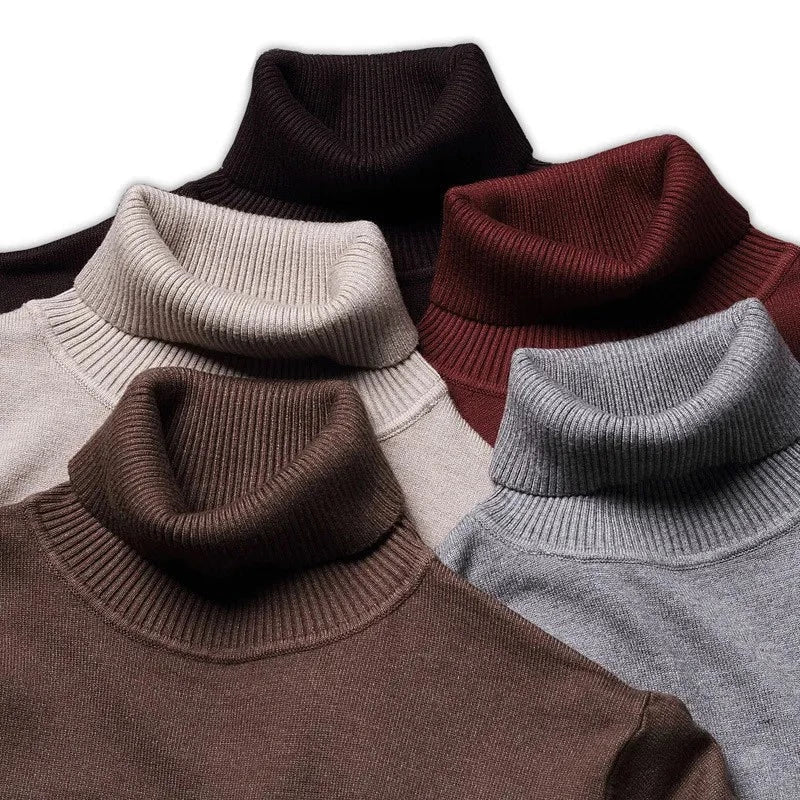 Men's Slim Wool Sweater 100% - Turtleneck, Winter Comfort, Ideal for Office and Leisure