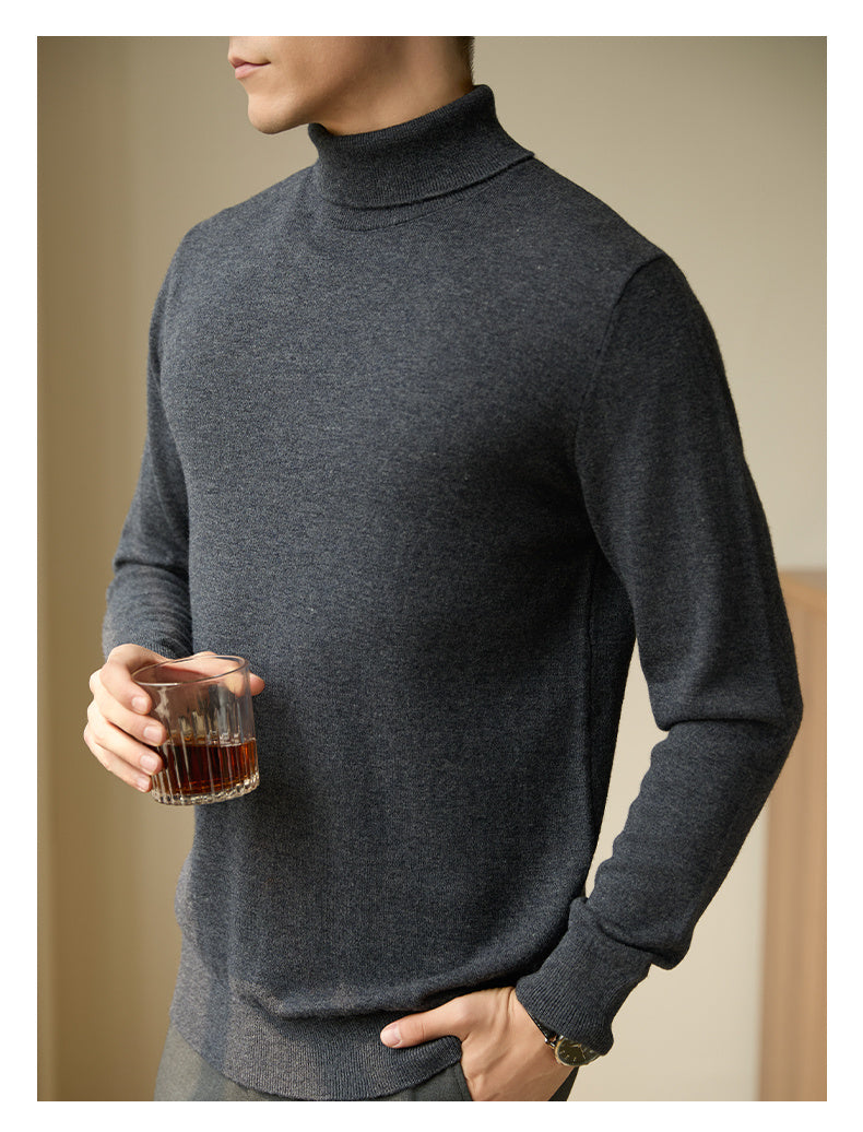 Pull Homme Slim en Laine 100% à Col Roulé - Confort Optimal et Élégance pour Saisons Froides