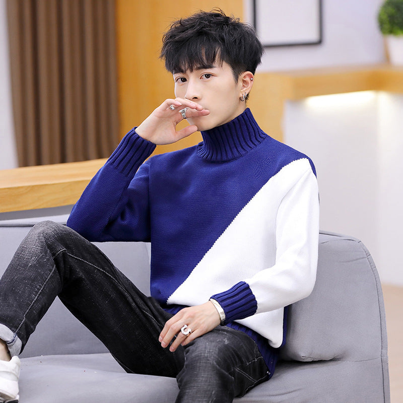 Pull Homme à Col Roulé en Tricot Jacquard – Confort et Élégance pour l'Hiver, Polyester Doux, Coupe Décontractée