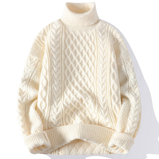 Men's Turtleneck Sweater in Cable Knit – Warm and Comfortable for Winter, Ideal for Layering