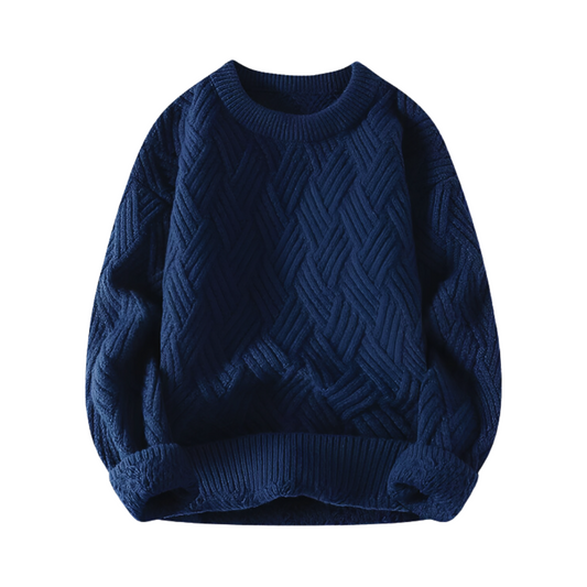 Men's Mixed Wool Cable Knit Pullover with Crew Neck – Comfort and Elegance for Autumn Winter