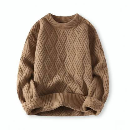 Men's Mixed Wool Cable Knit Pullover with Crew Neck – Comfort and Elegance for Autumn Winter