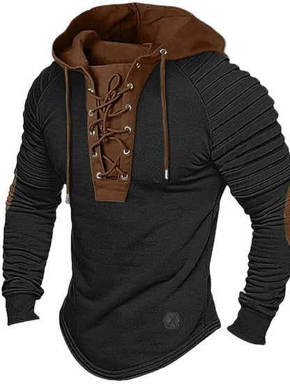 Men's Insulating Pullover with Hood and Drawstrings – Wool and Cashmere Knit