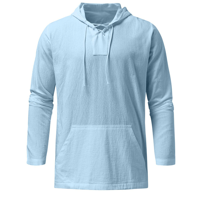 Pull Léger Pour Homme Col En V À Lacets avec Capuche - Style Décontracté et Confort Optimal