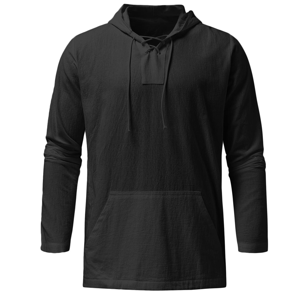 Pull Léger Pour Homme Col En V À Lacets avec Capuche - Style Décontracté et Confort Optimal