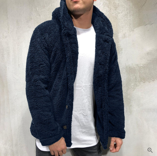 Pull Polaire Chaud pour Homme avec Capuche Boutonnée – Confort et Style Moderne