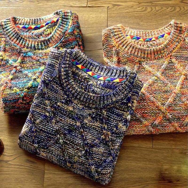 Pull Texturé pour Hommes en Coton – Tricot à Col Rond, Idéal pour l'Automne et l'Hiver