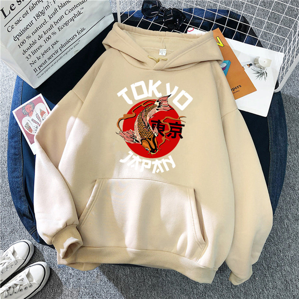 Pull à Capuche Ample en Polyester avec Imprimé Tokyo – Confort et Style Décontracté 3