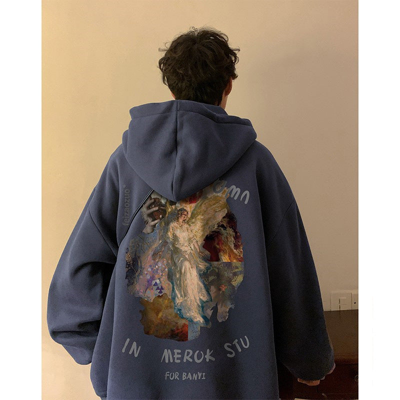Pull à Capuche Oversize pour Hommes avec Imprimé Vintage – Confort et Style Décontracté 3