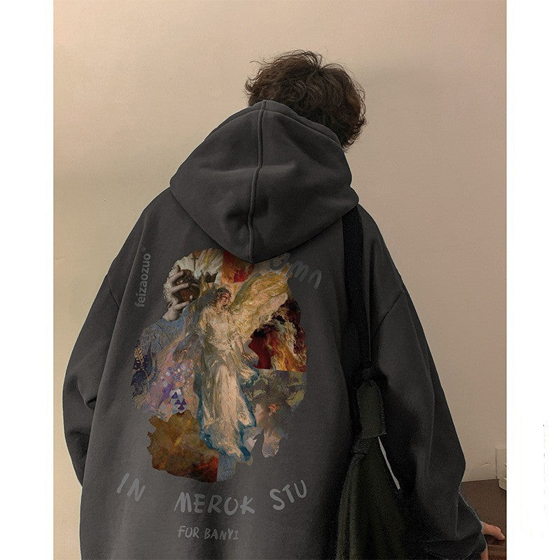 Pull à Capuche Oversize pour Hommes avec Imprimé Vintage – Confort et Style Décontracté 7