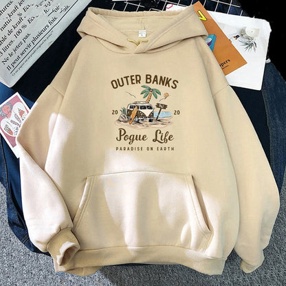 Pull à Capuche Unisexe Surdimensionné en Polyester avec Graphique Vintage de Surf et Poche Kangourou – Confortable et Stylé 7