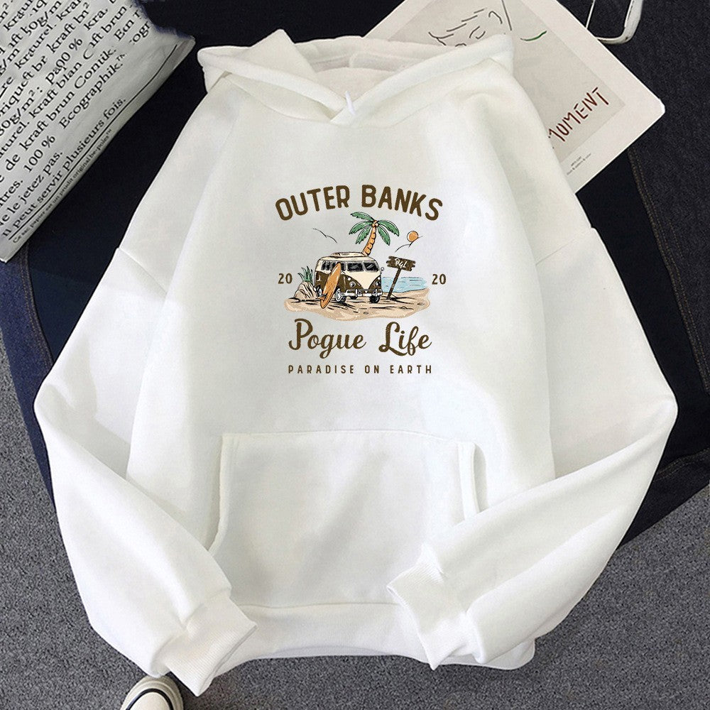 Pull à Capuche Unisexe Surdimensionné en Polyester avec Graphique Vintage de Surf et Poche Kangourou – Confortable et Stylé 9