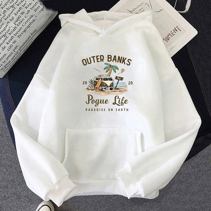 Pull à Capuche Unisexe Surdimensionné en Polyester avec Graphique Vintage de Surf et Poche Kangourou – Confortable et Stylé 9