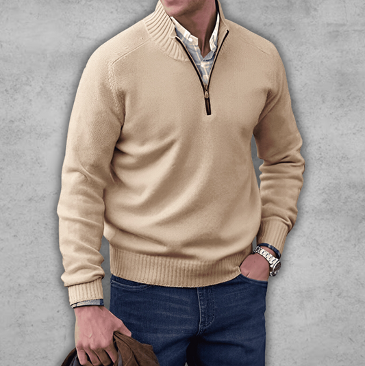 Quarter Zip Sweater for Men in Ribbed Cotton – Comfort and Elegance