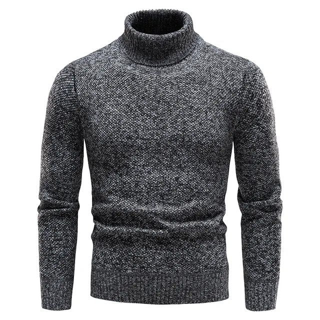 Pull à col roulé ajusté en laine pour homme – Confort et élégance hivernale