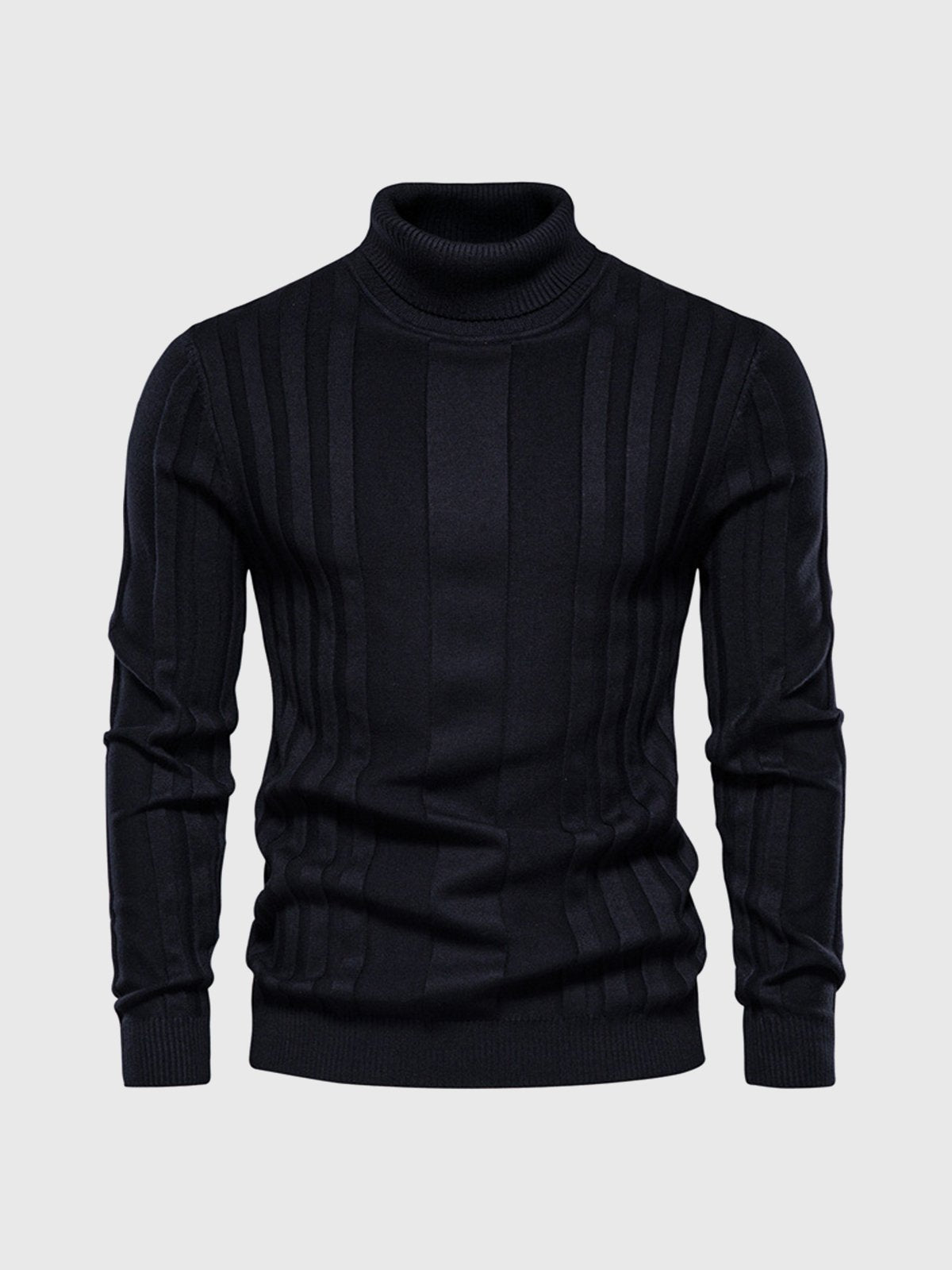 Pull à col roulé pour homme en maille côtelée verticale – Confort et style moderne