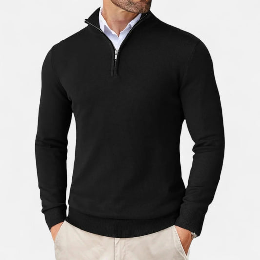 Cotton Blend Sweater for Men with Zipped Collar – Modern and Versatile Style