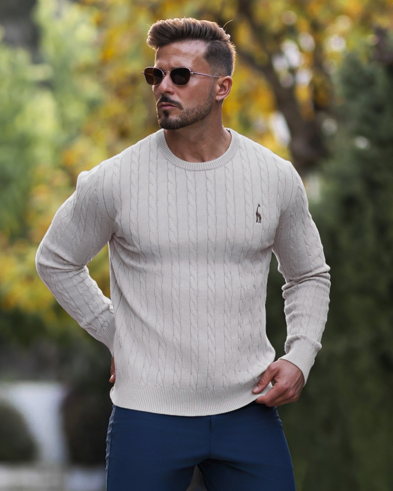 Pull en Coton Torsadé pour Hommes - Col Rond, Confort et Élégance