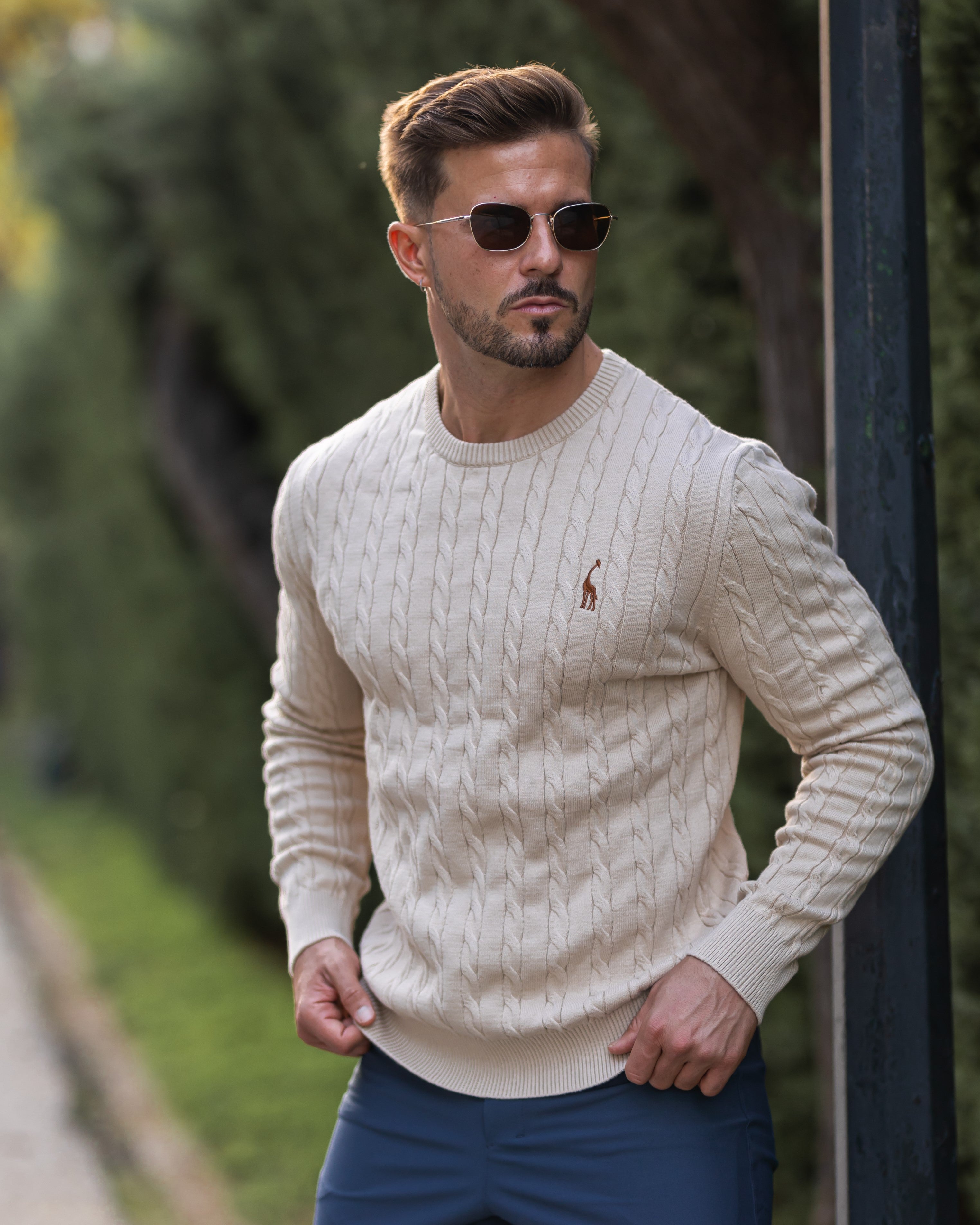 Pull en Coton Torsadé pour Hommes - Col Rond, Confort et Élégance