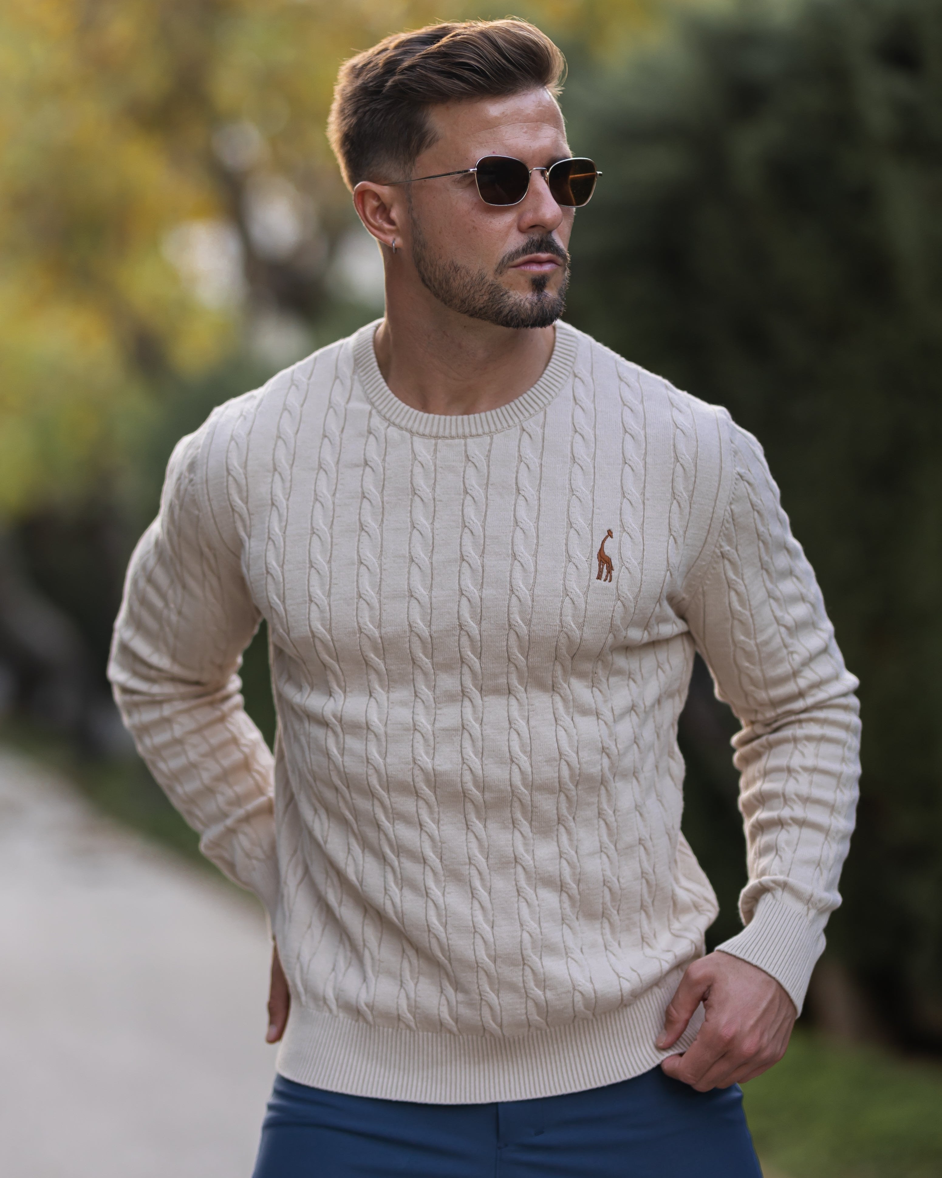 Pull en Coton Torsadé pour Hommes - Col Rond, Confort et Élégance