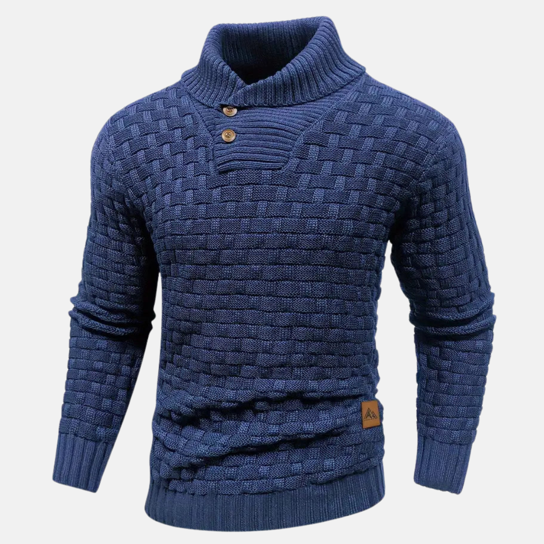 Pull en Tricot Doux pour Hommes avec Col Châle et Détails Texturés - Idéal pour l'Automne et l'Hiver