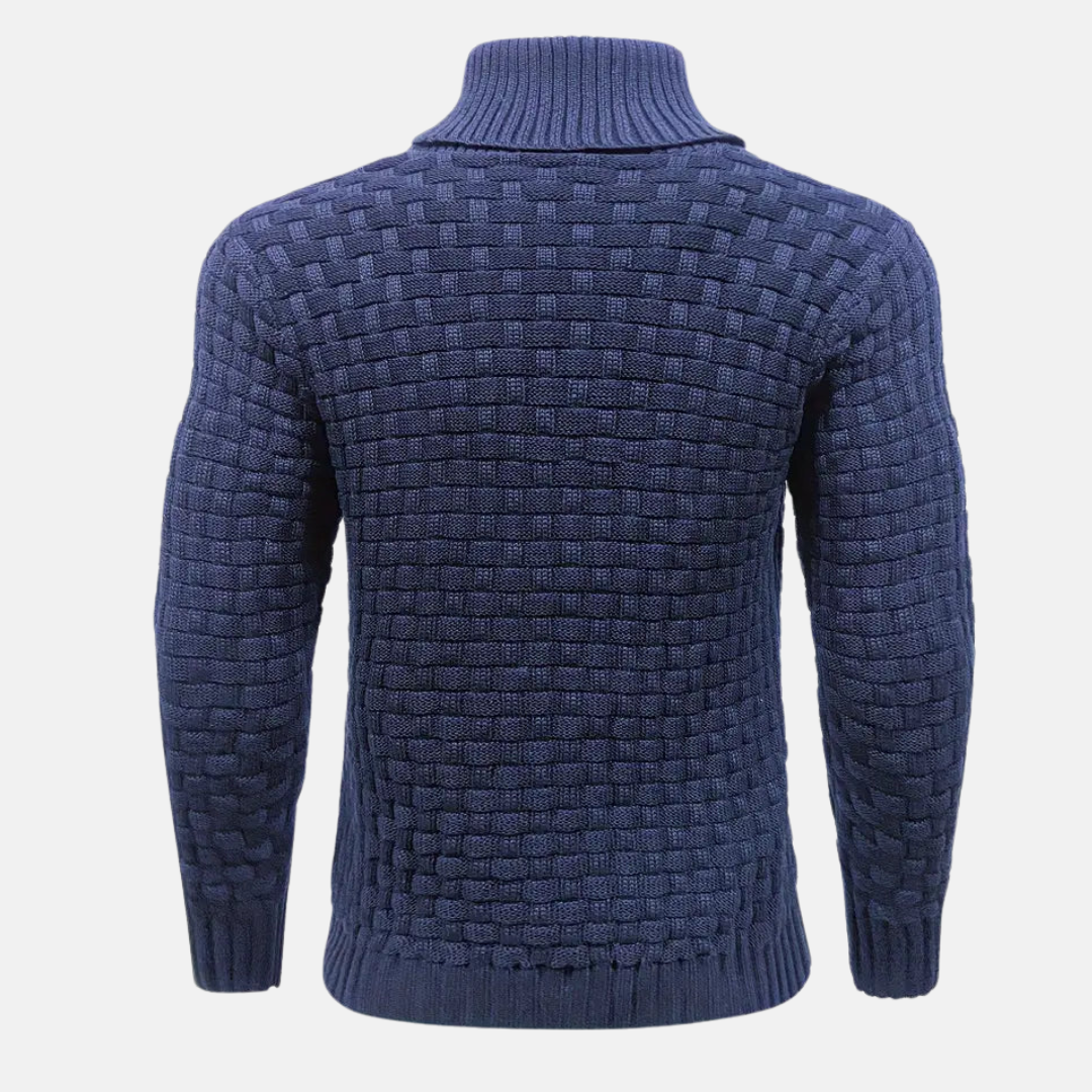 Pull en Tricot Doux pour Hommes avec Col Châle et Détails Texturés - Idéal pour l'Automne et l'Hiver
