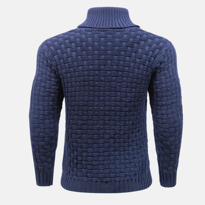 Soft Knit Sweater for Men with Shawl Collar and Textured Details - Ideal for Autumn and Winter