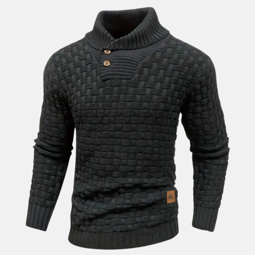 Pull en Tricot Doux pour Hommes avec Col Châle et Détails Texturés - Idéal pour l'Automne et l'Hiver