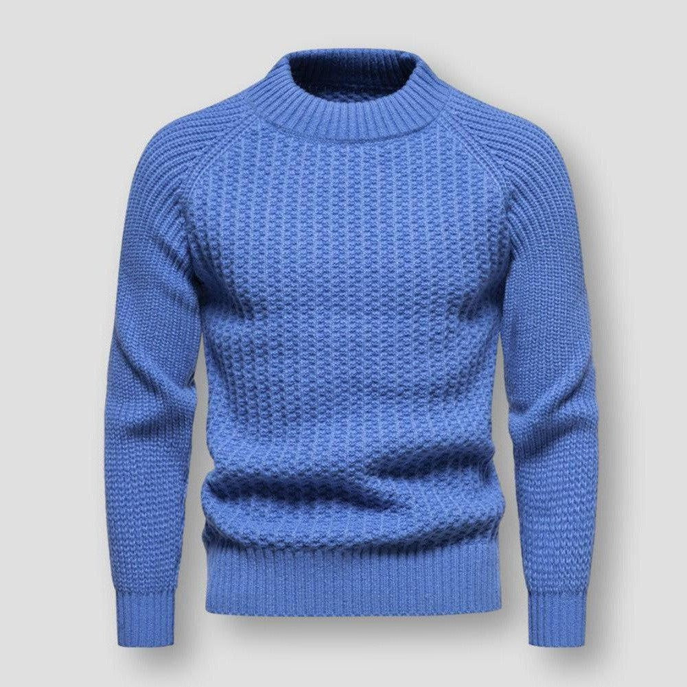 Pull en Tricot Gaufré pour Hommes - Col Rond, Laine Mélangée, Hiver